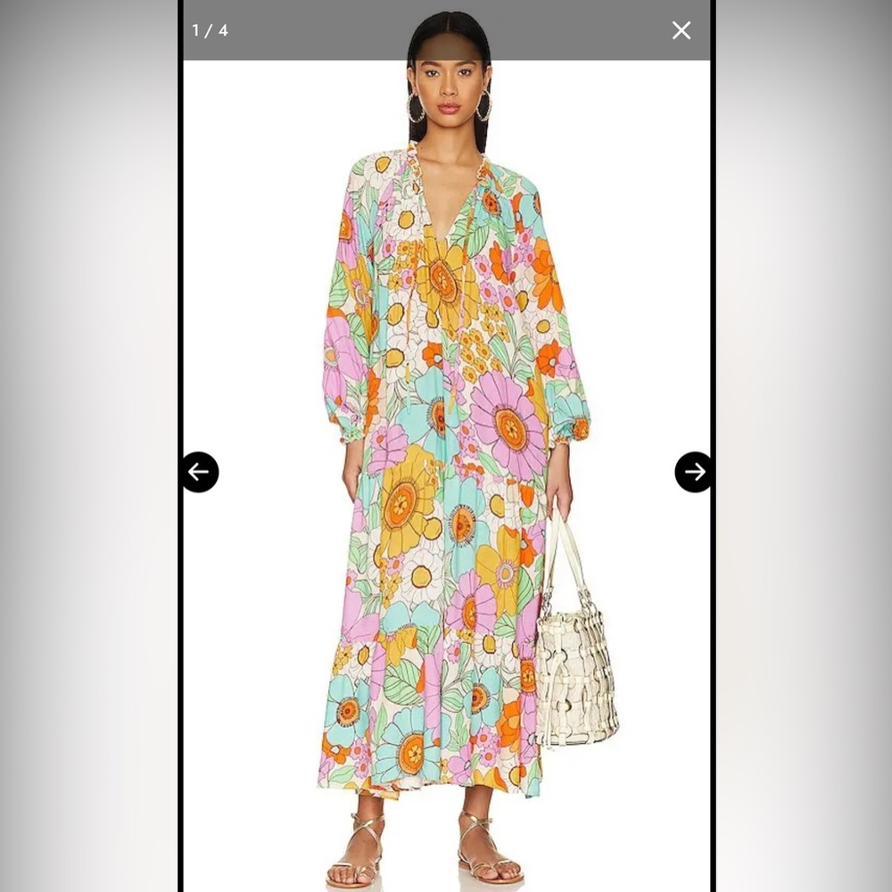 Show Me Your MuMu Birdie Vibrant Market Floral Long Sleeve Maxi Dress